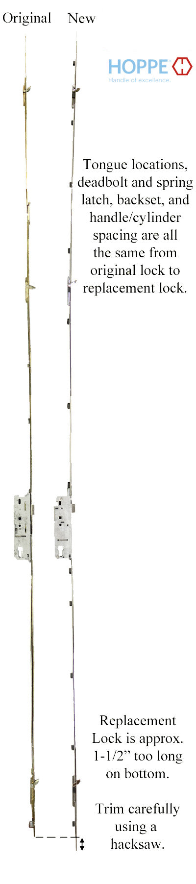 4-Point Lock for MW Doors - 3 Tongues, 1-3/8