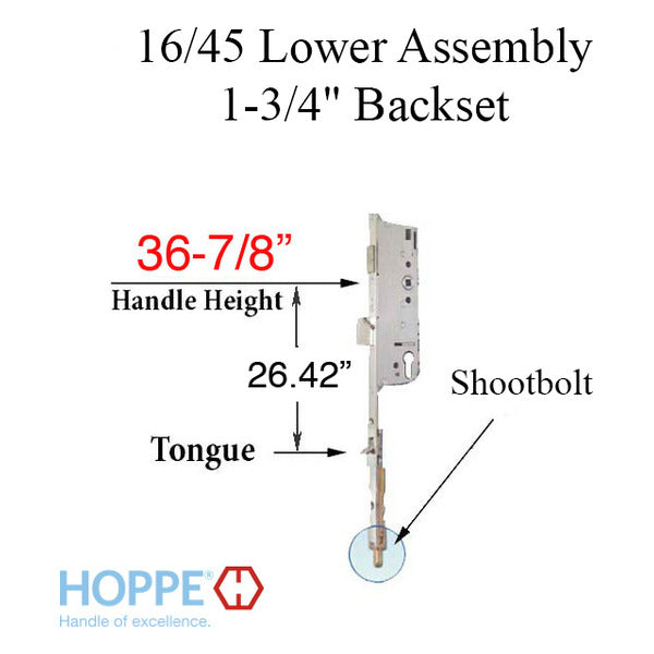 16mm Manual Tongue-Shootbolt 45/92 Gear, Tongue @  26.42