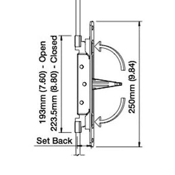Inactive Flushbolt Rod, 30mm Backset, Flip Lever - Brass - Inactive Flushbolt Rod, 30mm Backset, Flip Lever - Brass