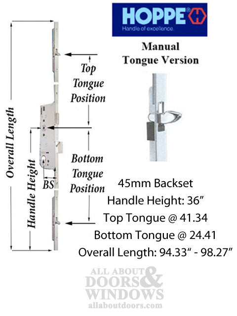 HLS-ONE 5-point Lock KIT, ACTIVE SYSTEM w/45MM backset, Choose Door Thickness - HLS-ONE 5-point Lock KIT, ACTIVE SYSTEM w/45MM backset, Choose Door Thickness