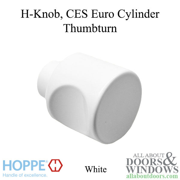 H-Knob, CES Euro Cylinder Thumbturn - Pure White - H-Knob, CES Euro Cylinder Thumbturn - Pure White