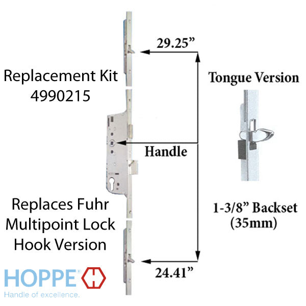 Replacement Kit for 64-3/16 inch FUHR Hook Version Multipoint Lock 20 MM Faceplate - Replacement Kit for 64-3/16 inch FUHR Hook Version Multipoint Lock 20 MM Faceplate