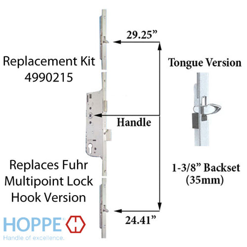 Replacement Kit for 64-3/16 inch FUHR Hook Version Multipoint Lock 20 MM Faceplate - Replacement Kit for 64-3/16 inch FUHR Hook Version Multipoint Lock 20 MM Faceplate