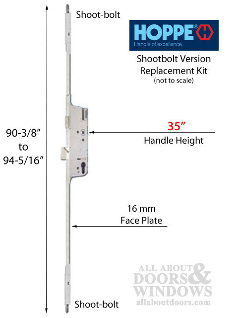 Replacement Kit for 90-3/8 to 94-5/16 inch 2 piece old style Shootbolt Multipoint Lock - Replacement Kit for 90-3/8 to 94-5/16 inch 2 piece old style Shootbolt Multipoint Lock