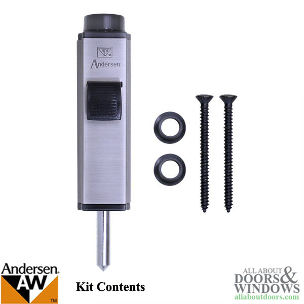 Andersen Auxiliary Foot Bolt Lock for Frenchwood Gliding Door - Brushed Chrome - Andersen Auxiliary Foot Bolt Lock for Frenchwood Gliding Door - Brushed Chrome