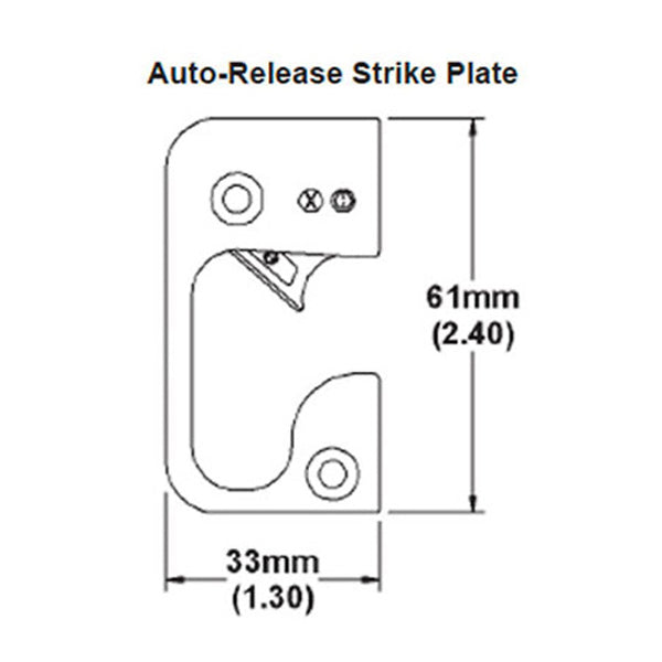 Strike Plate, RA6133, Auto-Release 1.30 x 2.40 - Nickel. - Strike Plate, RA6133, Auto-Release 1.30 x 2.40 - Nickel.