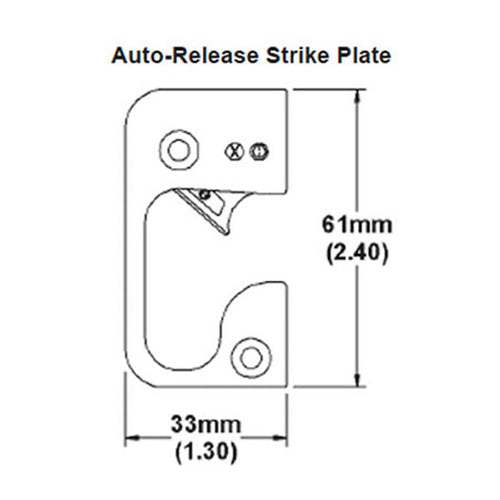 Strike Plate, RA6133, Auto-Release 1.30 x 2.40 - Nickel. - Strike Plate, RA6133, Auto-Release 1.30 x 2.40 - Nickel.