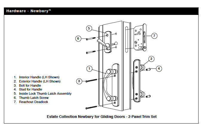 Andersen Gliding Door Cover Plate, Newbury Style - Oil-Rubbed Bronze - Andersen Gliding Door Cover Plate, Newbury Style - Oil-Rubbed Bronze