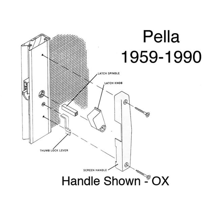 Pella Handle Set for Patio Screen Door in Copperite (1959-1990 Models) - Pella Handle Set for Patio Screen Door in Copperite (1959-1990 Models)