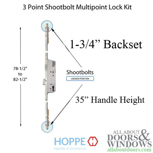 Replacement Lock Kit for 80-3/4 inch Shootbolt Multipoint Lock - Active Doors - Replacement Lock Kit for 80-3/4 inch Shootbolt Multipoint Lock - Active Doors