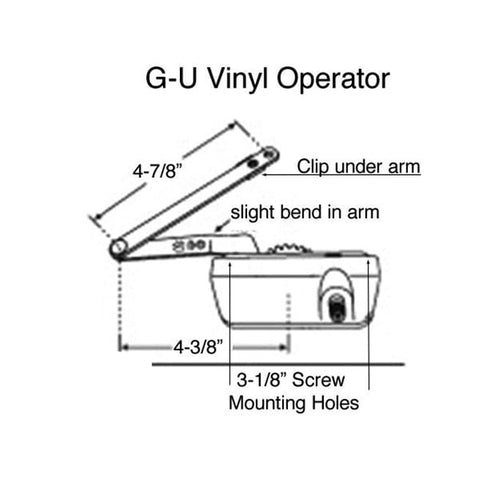 G-U Casement Operator, Plastic / Vinyl, LH - Discontinued - See Notes - G-U Casement Operator, Plastic / Vinyl, LH - Discontinued - See Notes