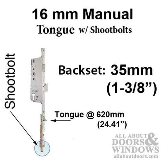 16mm Manual 35/92 Gear, Shootbolt-Tongue @ 24.41", 1/2" D/B