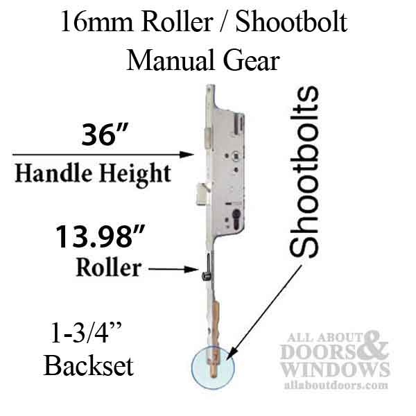 16mm Manual Roller-Shootbolt Gear, 45/92, Roller @ 13.98
