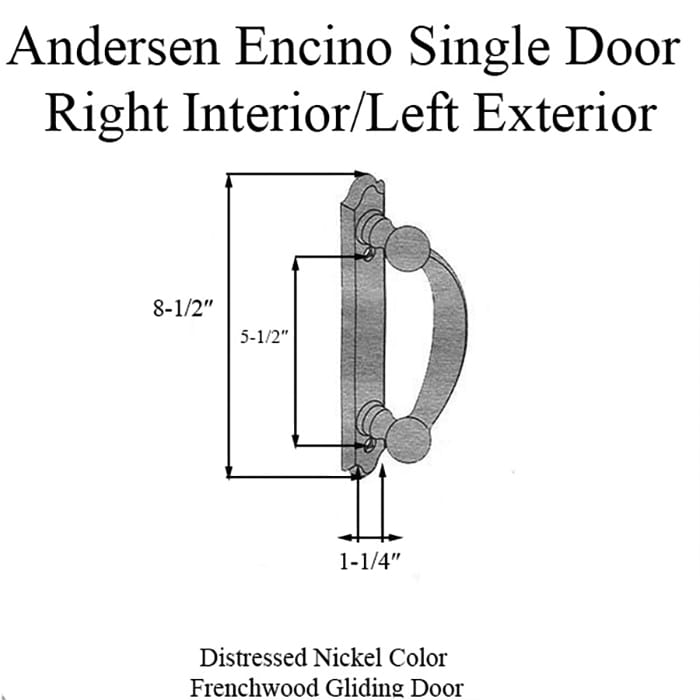 Andersen Frenchwood Gliding Door Handle - Encino - RH Interior/LH Exterior - Distressed Nickel - Andersen Frenchwood Gliding Door Handle - Encino - RH Interior/LH Exterior - Distressed Nickel
