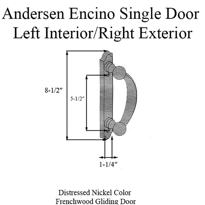 Andersen Frenchwood Gliding Door Handle - Encino - LH Interior/RH Exterior - Distressed Nickel - Andersen Frenchwood Gliding Door Handle - Encino - LH Interior/RH Exterior - Distressed Nickel