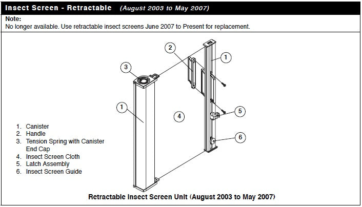 Retainer w/Screws - Retractable Insect Screen -for Andersen FGD made Aug. 03 to May 07 - White - Retainer w/Screws - Retractable Insect Screen -for Andersen FGD made Aug. 03 to May 07 - White