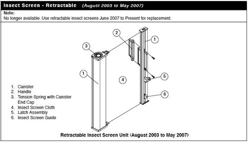 Retainer w/Screws - Retractable Insect Screen -for Andersen FGD made Aug. 03 to May 07 - White - Retainer w/Screws - Retractable Insect Screen -for Andersen FGD made Aug. 03 to May 07 - White