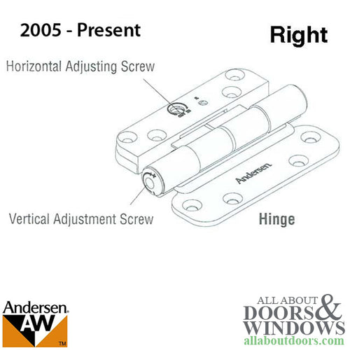 1 Hinge Kit, 2005-Present Andersen FWH Right Hand Door - Brushed Chrome - 1 Hinge Kit, 2005-Present Andersen FWH Right Hand Door - Brushed Chrome