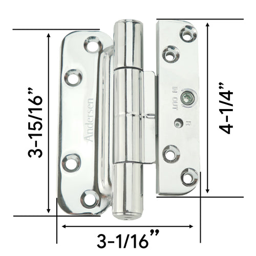 Andersen Single Hinge, Left Hand (2005-Present) - Polished Chrome - Andersen Single Hinge, Left Hand (2005-Present) - Polished Chrome