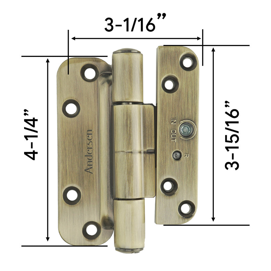 Andersen Single Hinge, Left Hand (2005-Present) - Antique Brass - Andersen Single Hinge, Left Hand (2005-Present) - Antique Brass