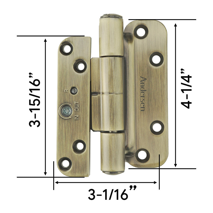 Andersen Single Hinge, Left Hand (2005-Present) - Antique Brass - Andersen Single Hinge, Left Hand (2005-Present) - Antique Brass