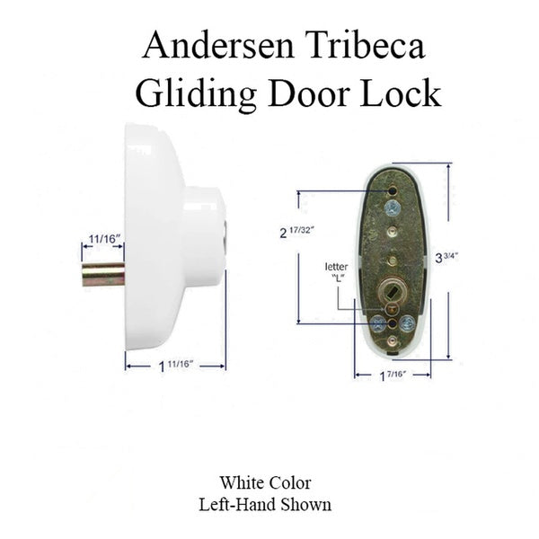 Keyed Lock Assembly, Andersen Tribeca Gliding Door, LH - White - Keyed Lock Assembly, Andersen Tribeca Gliding Door, LH - White