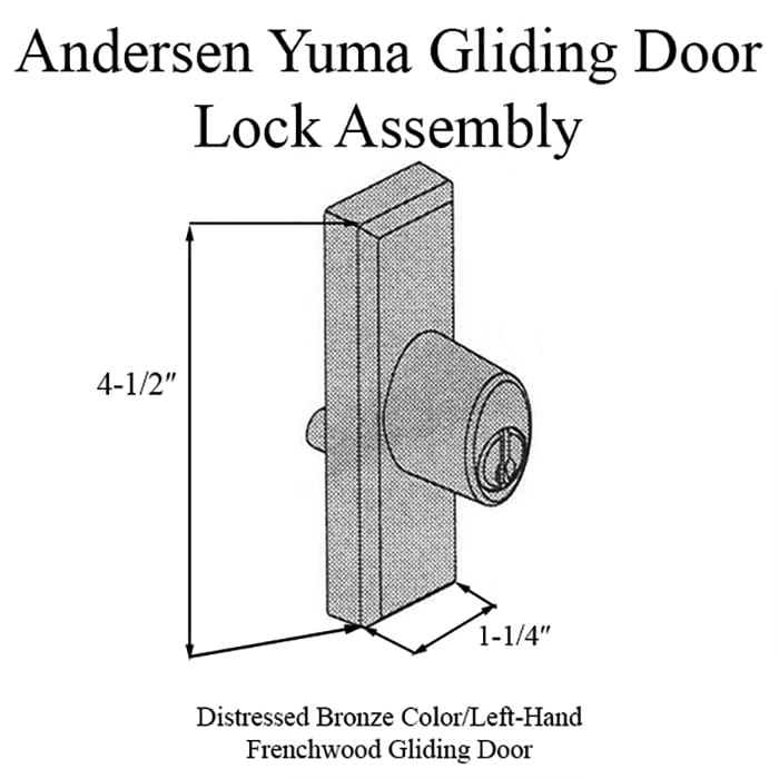 Andersen Frenchwood Gliding Door - Lock Assembly w/Keys, Yuma - Left Hand - Distressed Bronze - Andersen Frenchwood Gliding Door - Lock Assembly w/Keys, Yuma - Left Hand - Distressed Bronze