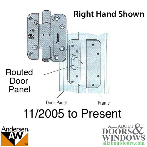 1 Hinge Kit, 2005-Present Andersen FWH Right Hand Door - Brushed Chrome - 1 Hinge Kit, 2005-Present Andersen FWH Right Hand Door - Brushed Chrome