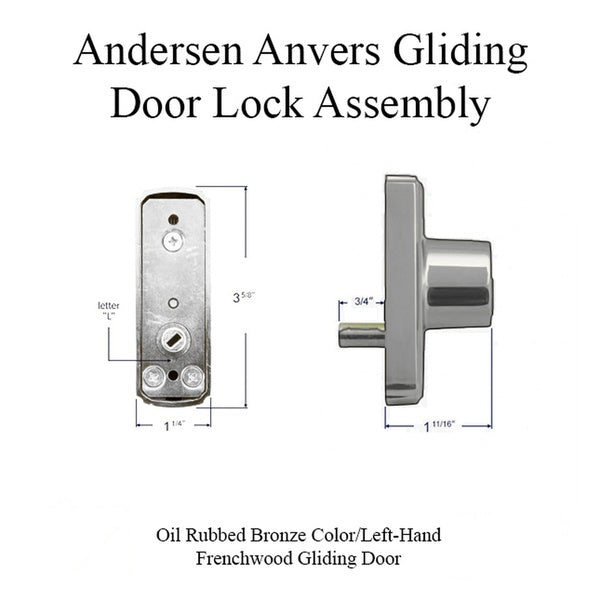 Andersen Frenchwood Gliding Door - Keyed Lock, Anvers - Left Hand - Oil Rubbed Bronze - Andersen Frenchwood Gliding Door - Keyed Lock, Anvers - Left Hand - Oil Rubbed Bronze