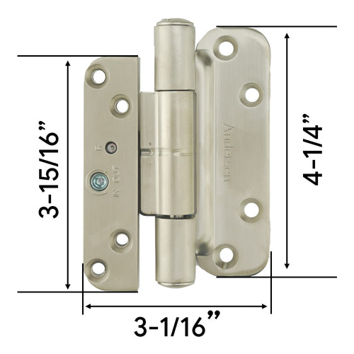 Andersen Single Hinge, Left Hand (2005-Present) - Satin Nickel - Andersen Single Hinge, Left Hand (2005-Present) - Satin Nickel
