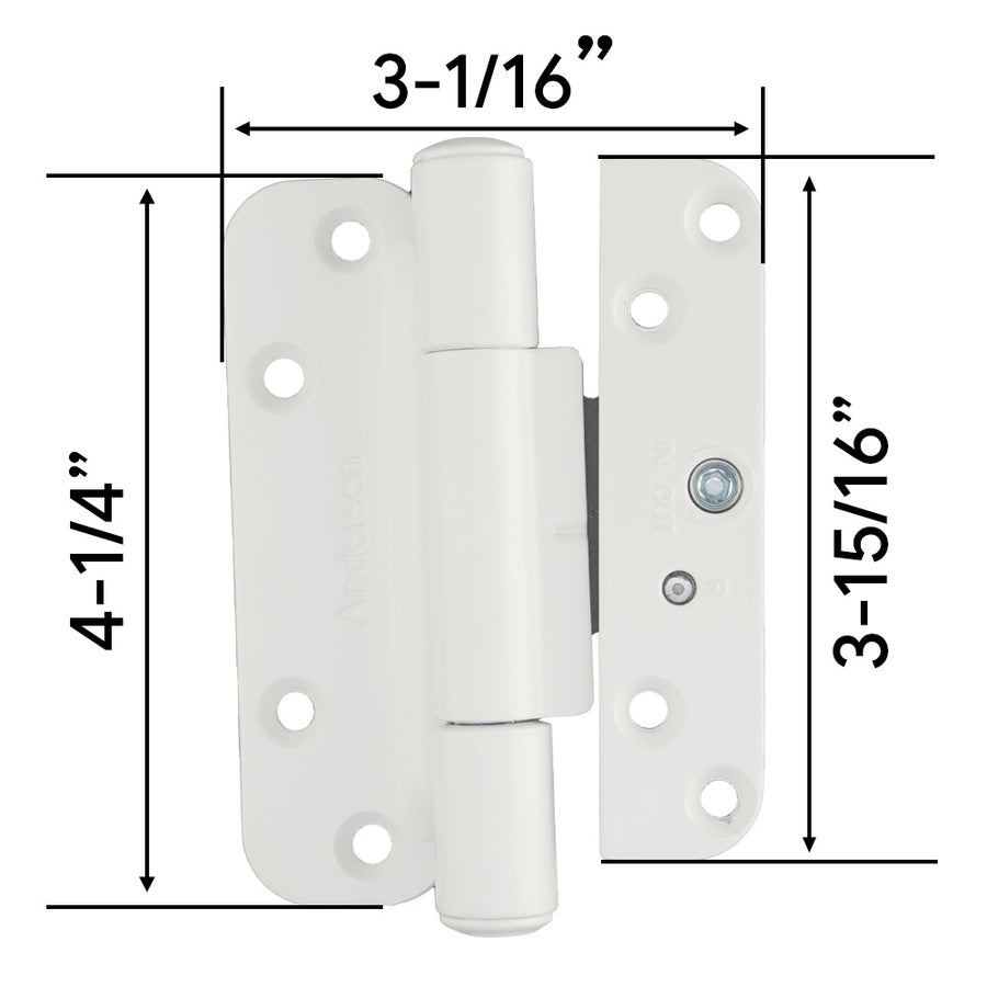3 Hinge Kit, 2005-Present, Andersen FWH Right Hand Door - White - 3 Hinge Kit, 2005-Present, Andersen FWH Right Hand Door - White