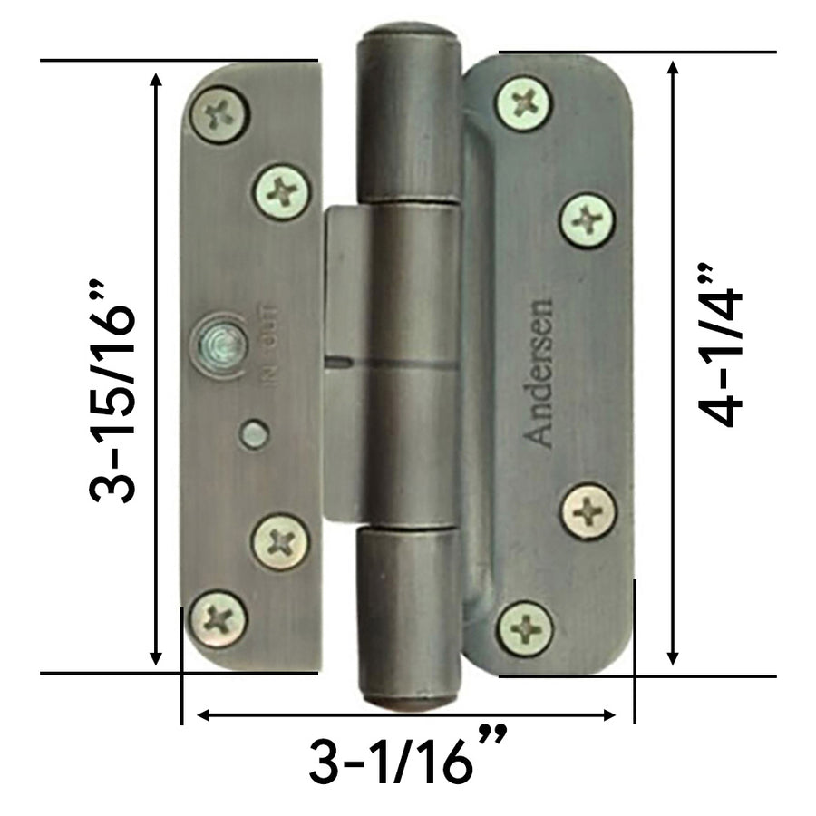 Andersen Hinge For French Wood Double Doors Right Hand Distressed Nickel Hinge - Andersen Hinge For French Wood Double Doors Right Hand Distressed Nickel Hinge
