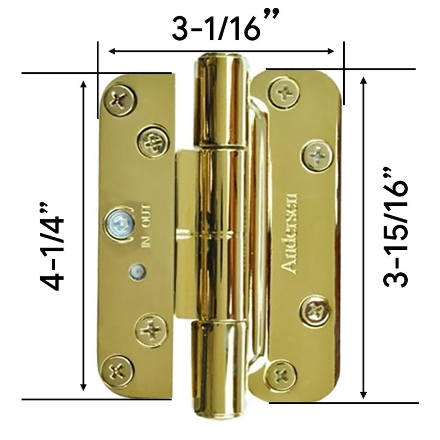 Andersen 4 Hinge Kit, Right Hand (2005-Present) - Bright Brass - Andersen 4 Hinge Kit, Right Hand (2005-Present) - Bright Brass