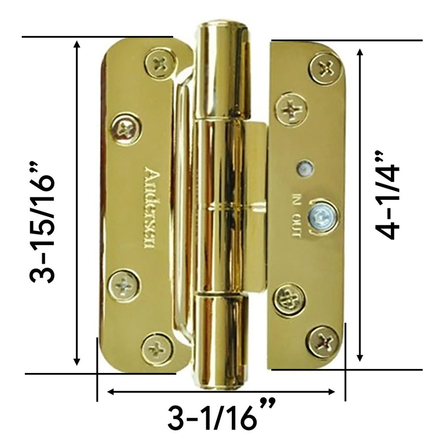 1 Hinge Kit, 2005-Present Andersen FWH Right Hand Door - Bright Brass - 1 Hinge Kit, 2005-Present Andersen FWH Right Hand Door - Bright Brass