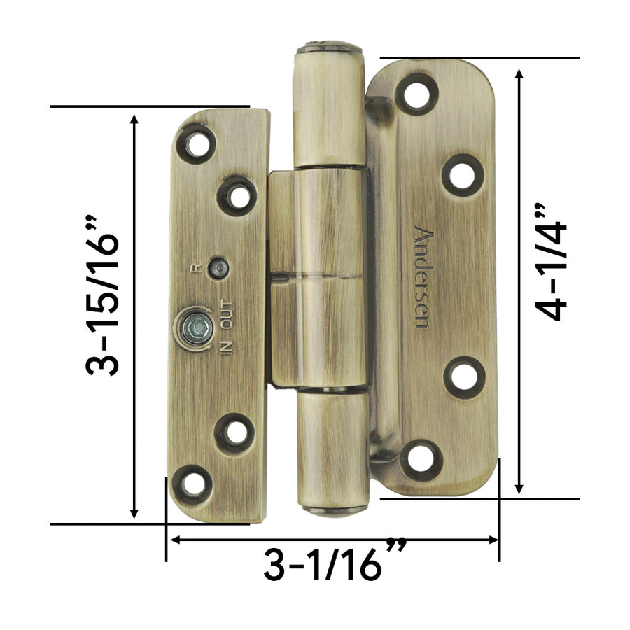 1 Hinge Kit, 2005-Present Andersen FWH Right Hand Door - Antique Brass - 1 Hinge Kit, 2005-Present Andersen FWH Right Hand Door - Antique Brass