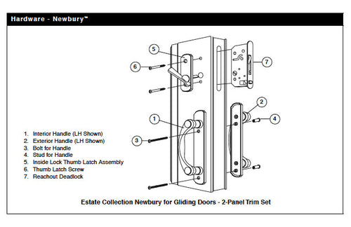 Andersen Frenchwood Gliding Door Hardware - Newbury Lock Assembly with Keys - Chrome - Left-Handed - Andersen Frenchwood Gliding Door Hardware - Newbury Lock Assembly with Keys - Chrome - Left-Handed