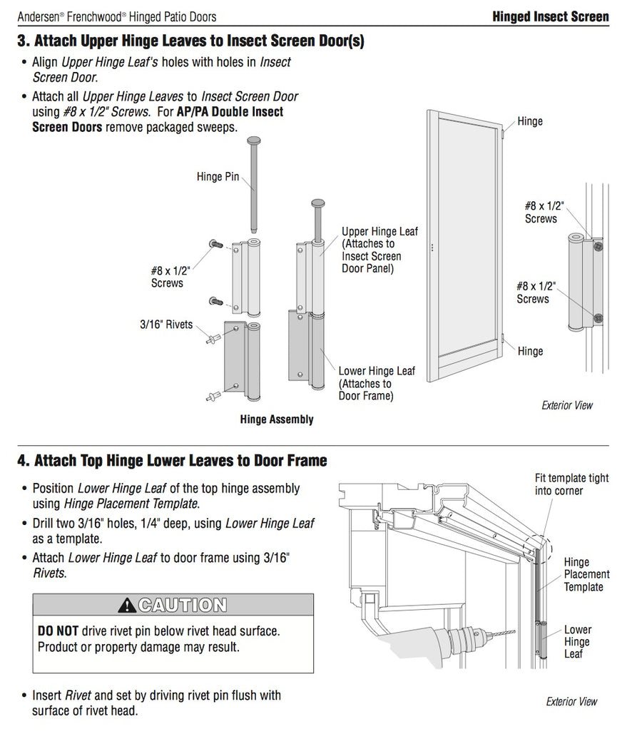 Andersen Lower Screen Door Hinge Leaf White - Andersen Lower Screen Door Hinge Leaf White