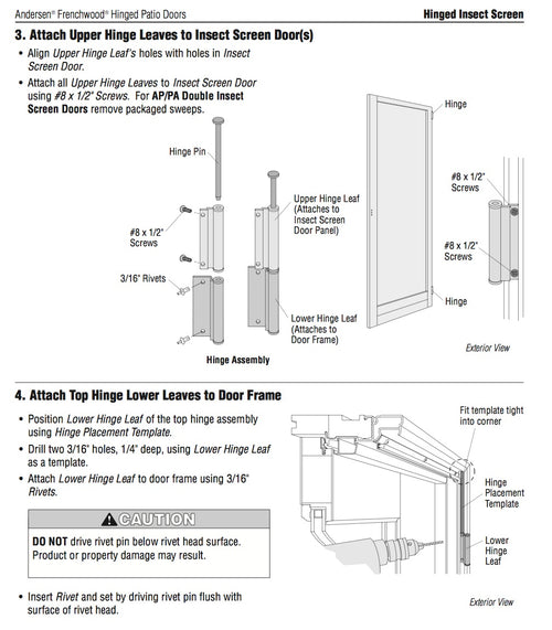 Andersen Lower Screen Door Hinge Leaf White - Andersen Lower Screen Door Hinge Leaf White