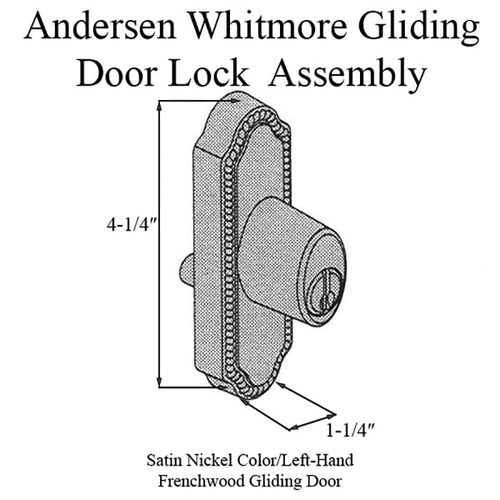 Andersen Frenchwood Gliding Door Keyed Lock - Left-Handed - Satin Nickel Finish - Andersen Frenchwood Gliding Door Keyed Lock - Left-Handed - Satin Nickel Finish