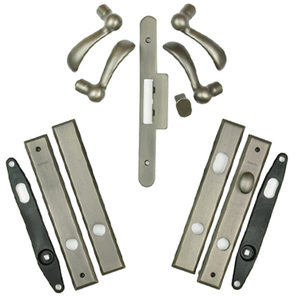 Hardware Kit, Double Door, Yuma, Active / Passive - Distressed Nickel - Hardware Kit, Double Door, Yuma, Active / Passive - Distressed Nickel