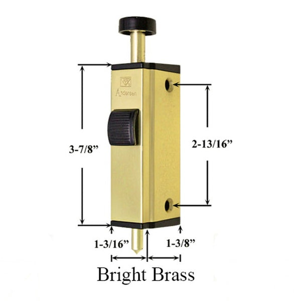 Andersen Auxiliary Foot Bolt Lock for Frenchwood Sliding Door Bright Brass - Andersen Auxiliary Foot Bolt Lock for Frenchwood Sliding Door Bright Brass