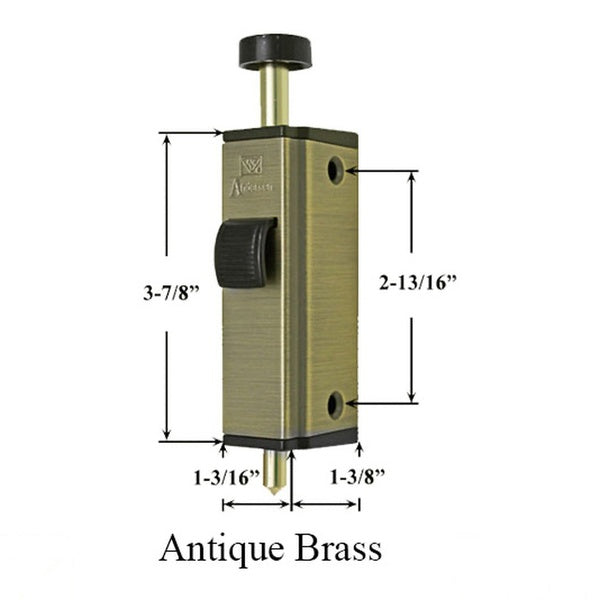 Andersen Auxiliary Foot Bolt Lock for Frenchwood Gliding Door - Antique Brass - Andersen Auxiliary Foot Bolt Lock for Frenchwood Gliding Door - Antique Brass