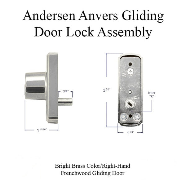 Andersen Window-Frenchwood Gliding Door-Keyed Lock, Anvers - RH - Bright Brass - Andersen Window-Frenchwood Gliding Door-Keyed Lock, Anvers - RH - Bright Brass