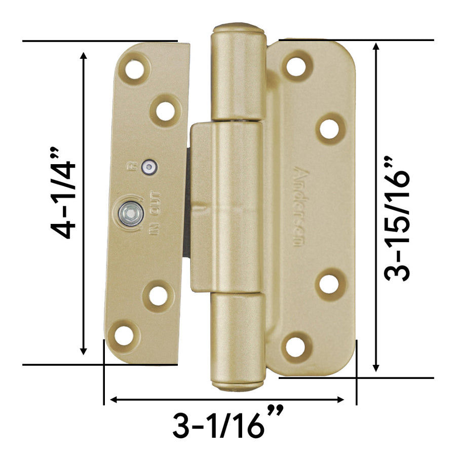 Andersen 2005-Present Hinge, Right Hand - Brassy Gold Tone - Andersen 2005-Present Hinge, Right Hand - Brassy Gold Tone