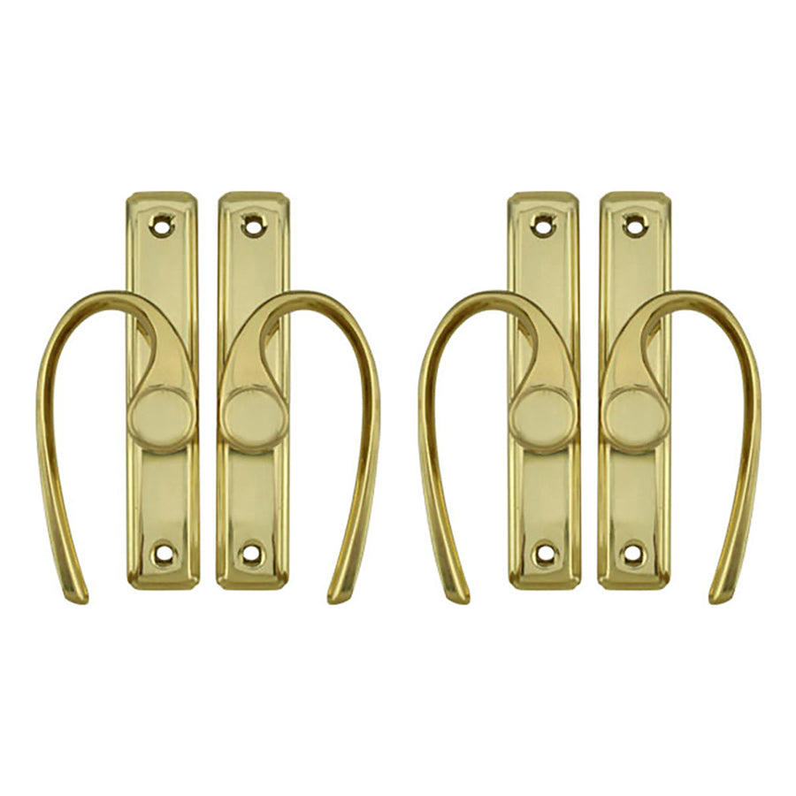 Gliding Door Hardware, French Curved 4-panel - Polished Brass - Gliding Door Hardware, French Curved 4-panel - Polished Brass