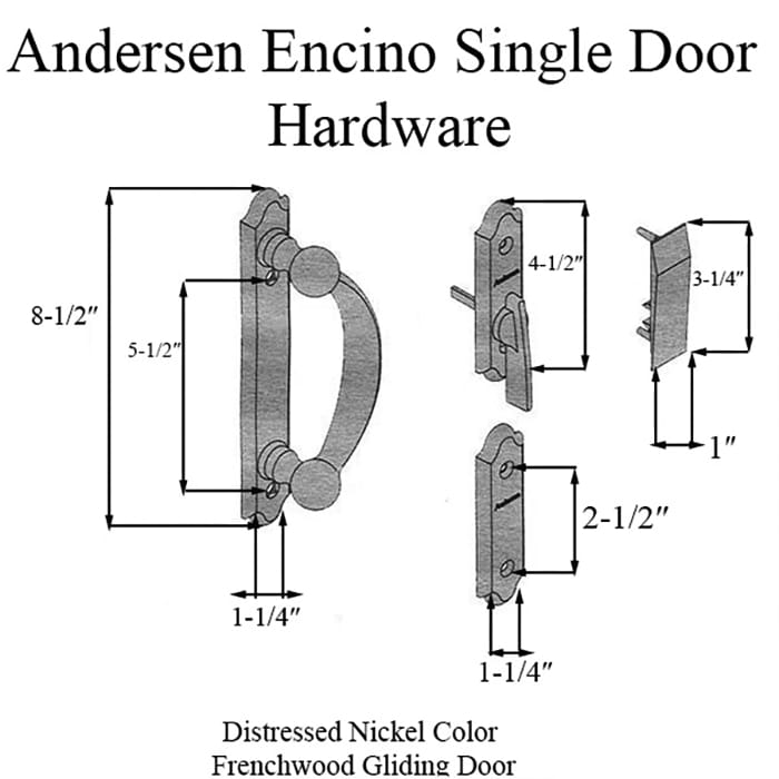 Andersen Frenchwood Gliding Door Trim Encino, 2 Panel Interior & Exterior - Distressed Nickel - Andersen Frenchwood Gliding Door Trim Encino, 2 Panel Interior & Exterior - Distressed Nickel