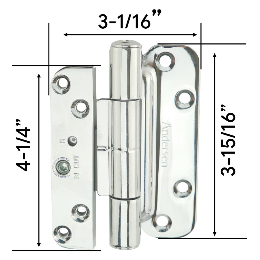 1 Hinge Kit, 2005-Present Andersen FWH Right Hand Door - Polished Chrome - 1 Hinge Kit, 2005-Present Andersen FWH Right Hand Door - Polished Chrome