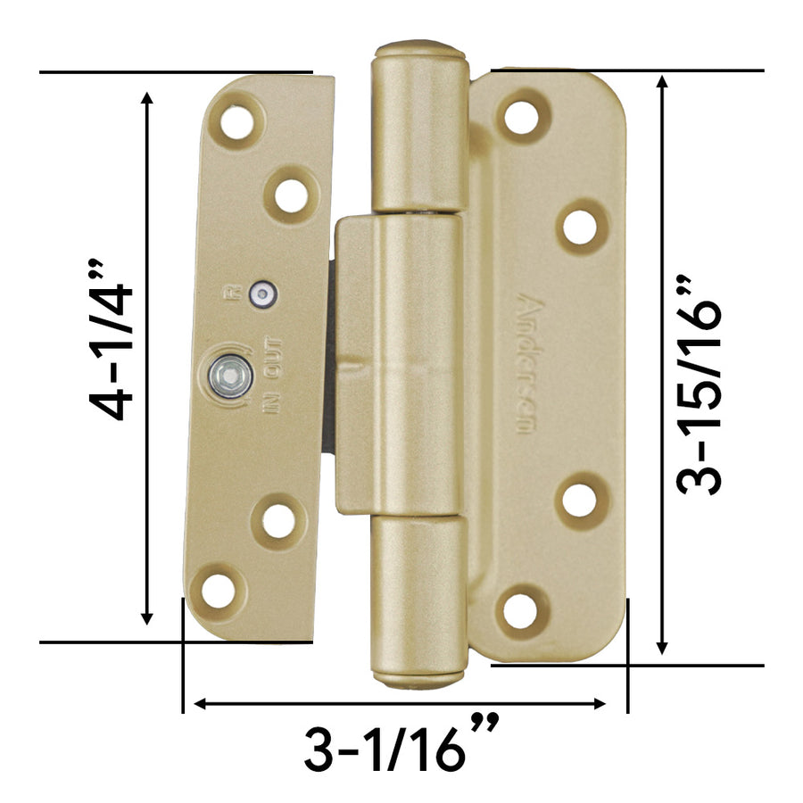 Andersen Patio Hinge Left Hand 2005-Present Brassy Gold Tone Single Patio Hinge - Andersen Patio Hinge Left Hand 2005-Present Brassy Gold Tone Single Patio Hinge