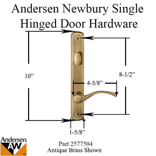 Hardware Kit, Single Door, Newbury, Active Door - Antique Brass - Hardware Kit, Single Door, Newbury, Active Door - Antique Brass