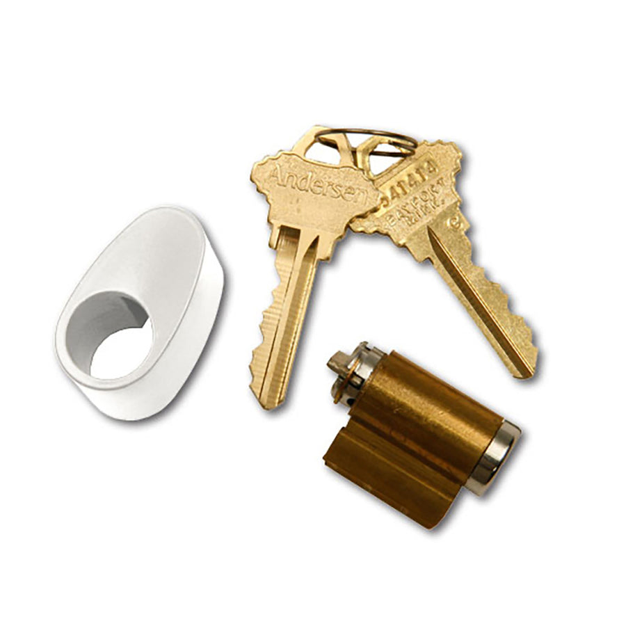 Andersen Frenchwood Door Lock Tribeca Keyed Cylinder with Housing White - Andersen Frenchwood Door Lock Tribeca Keyed Cylinder with Housing White